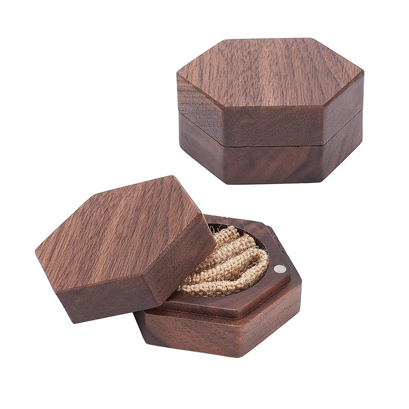 PH PandaHall Wood Square Ring Box Ring Bearer Box Wood Ring Storage Box Double Slot Ring Box With Clear Windows And Black Sponge Inside For Wedding Anniversary Engagement Ceremony Gifts, 5.5x5.5cm